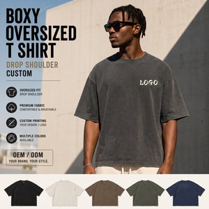Camiseta Premium Vintage con Lavado Ácido, Logotipo Personalizado, para Hombre, Hombros Caídos, Corte Holgado, Estilo Urbano, Retro, Hip Hop, Algodón Grueso, 6752 - Product Image 1
