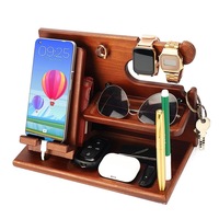 Organisateur de bureau pratique/support de téléphone en bois, plastique et ABS, supports de rangement pour la maison et le bureau, organiseur de bureau