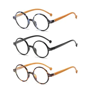 Óculos de leitura redondos anti-bloqueio azul da moda, dobradiça de mola de plástico de alta qualidade para leitores femininos, logotipo personalizado