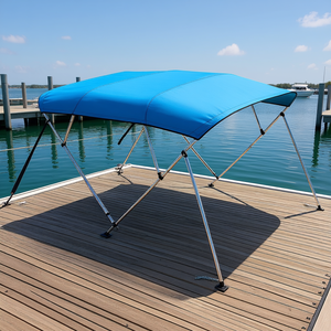 Auvent de bateau Pacific Blue 4-Bow Bimini Top en polyester 600D avec structure en aluminium, imperméable, pare-soleil, 8'Lx91-96"Wx54"H - Product Image 2