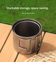 Tasse en titane pur de 450 ml, en acier inoxydable 201, avec poignée pliable, tasse à eau en titane pur, tasse à thé et à café en titane pur