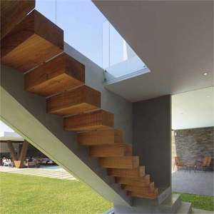 Premium Open Riser Design galleggiante scale in legno sostenibile pedane in legno pesante struttura in acciaio inossidabile per appartamenti - Product Image 6