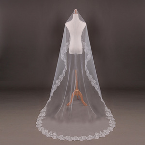 إكسسوارات الزفاف الرومانسية الجمال الزفاف الزفاف الأبيض الأنيق الدانتيل الحجاب الزفاف - Product Image 2