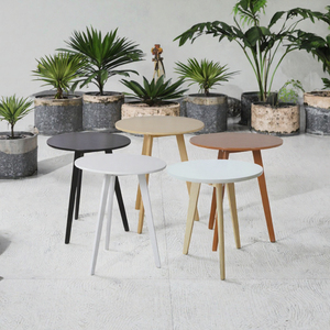 Table basse ronde moderne convertible en bois massif de style nordique avec cadre et plateau en marbre, table d'appoint pour salon - Product Image 3