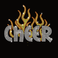 Nouveau design personnalisé Cheer Fire en strass, transfert thermique pour t-shirts