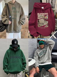 Felpa con Cappuccio da <span class=keywords><strong>Uomo</strong></span> a Maniche Lunghe di Alta Qualità per Autunno e Inverno, Stile Hip-hop da Strada, Produzione di Fabbrica - Product Image 3