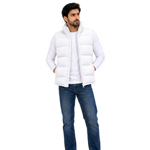 Chaleco Acolchado Grueso de Invierno para Hombre, Cuello Alto, Cierre Frontal con Cremallera, Relleno de Algodón, Exterior de Poliéster, Chaqueta Casual para Exteriores - Product Image 1