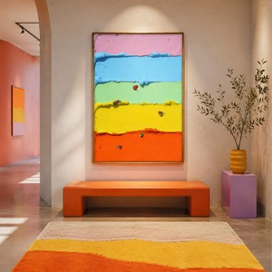 Handmade Acrylic Canvas <strong>Rainbow</strong> Umbrella People Abstract Painting Thick Impasto Palette Knife 3D Wall Art <strong>Decor</strong> for Living <strong>Room</strong> - Product Image 6