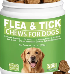 <strong>Flea</strong> <strong>Tick</strong> Prevention <strong>Dog</strong> Soft Chews Natural Immune Support Garlic Powder Vitamins Minerals Skin Coat Health All Breeds Ages - Product Image 1