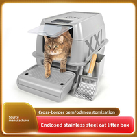 Offre Spéciale – Nouvelle Litière pour Chat en Acier Inoxydable Grande Capacité avec Pelle Intégrée et Plateforme de Nettoyage Facile