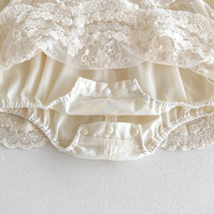 Tutina Principessa per Neonata Autunno <span class=keywords><strong>Primavera</strong></span>, Vestito a Maniche Lunghe con Pizzo e Fiori per Bambine - Product Image 4