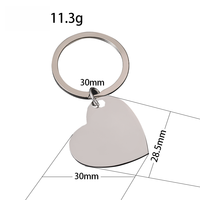 Porte-clés en acier inoxydable en forme de cœur gravable personnalisé Ywyougang, breloque vierge pour cadeau personnalisé et accessoire de bricolage