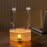 Diffuseur d'huiles essentielles volcan, diffuseur d'aromathérapie à flamme, humidificateur ultrasonique à brume froide avec effet flamme
