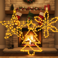 Weihnachtsstern-Lichter Warmweiß IP65 3er-Pack mit Timer Wasserdicht Batteriebetrieben LED-Fensterbeleuchtung für Innen- und Außenbereich