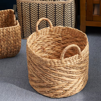 Panier à linge tressé multifonctionnel pour salle de bain, design pliable, personnalisable, en jacinthe d'eau, pour serviettes