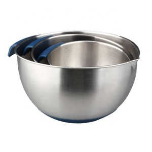 Nouveau design de bol à salade en acier inoxydable à fond en silicone pour la cuisson de la cuisson et la préparation avec couvercles - Product Image 5