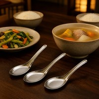 Cuillère à dîner réutilisable en acier inoxydable 18/0 plaqué argent miroir, 16,5 cm * 4,7 cm, lot en vrac, vente en gros pour restaurants, hôtels, buffets