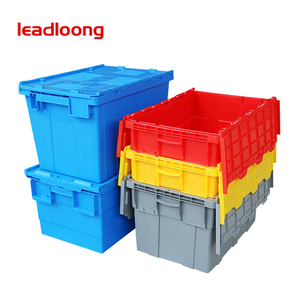 LEADLOONG 9 # औद्योगिक प्लास्टिक Stackable भंडारण Keepbox ढोना कंटेनर Hinged के साथ संलग्न ढक्कन 23 इंच एल एक्स 15 इंच W x 12 इंच एच - Product Image 1