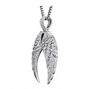 925 Silver Moissanite Gold Plated Luxury <b>Angel</b> <b>Wings</b> Pendant Necklace Long Chain <b>Jewelry</b> for Women Gift Party - Product Image 2
