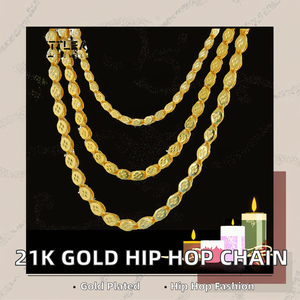 Vente chaude Long 21k Plaqué Or Hip Hop Style Corde Colliers Non-Ternir Bijoux De Mode pour le Brésil Europe Amérique En Gros - Product Image 3