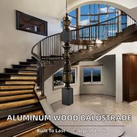 Colonne d'escalier moderne en aluminium et bois, design personnalisé, décoration de luxe pour villa et hôtel étoilé, marque MEIXI, garantie 1 an