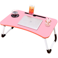 Table de lit pliable en MDF, support de lecture, plateau de service du petit déjeuner avec fentes pour tablette et porte-tasse pour lit/canapé, nouveau