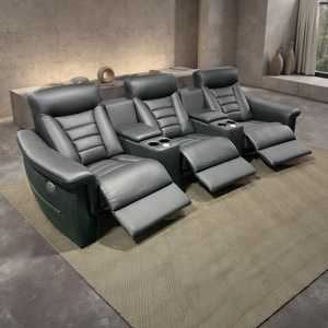 Canapé <span class=keywords><strong>de</strong></span> <span class=keywords><strong>théâtre</strong></span> inclinable électrique en cuir véritable moderne Chaise confortable et multifonctionnelle Home Cinema Meubles pour le salon - Product Image 3