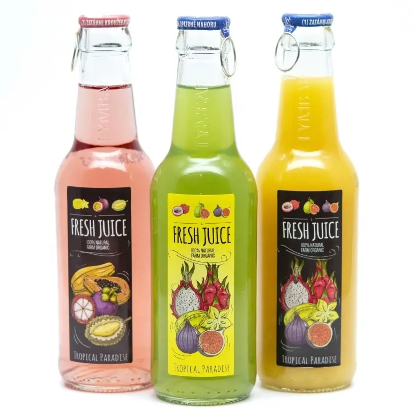 Glänzendes oder mattes selbst klebendes Verpackungs papier Getränk Logo Aufkleber Fruchtsaft Glasflaschen etikett