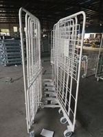 Chariot de stockage industriel en treillis métallique pour entrepôt et supermarché, capacité 500 kg, revêtement poudré, conteneur pivotant multi-niveaux