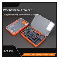Ensemble d'outils à main pour la maison, 19 pièces, boîte de rangement portable, kit de réparation manuel multifonction pour l'entretien quotidien à la maison