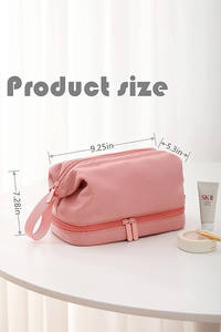 <b>Large</b> Capacity Vintage Zipper <b>Cosmetic</b> <b>Bag</b> Portable for Makeup Organizer Luxury Double Layer Lazy Travel Polyester Women - Product Image 2