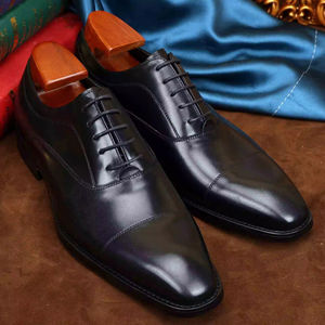 Chaussures en cuir véritable pour hommes, style britannique, tendance, formelles, à lacets, bout pointu, Derby, mariage, automne, motif uni, confort - Product Image 6