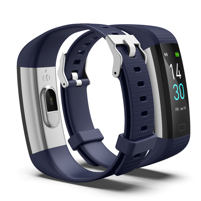 Waterproof IP68 Smart Bracelet Heart Rate Tracker TFT Display Body Temperature Monitor Alarm Clock Remote Control Thermometer