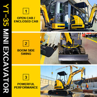 Mini-excavatrice sur chenilles de 3,5 tonnes avec moteur Kubota, pelle hydraulique, machine compacte et durable pour la ferme, le jardin et l'habitat, personnalisable