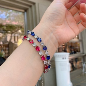 Fashion Jewelry Eco-friendly <b>Copper</b> Multicolor Zircon Fine Layered Link Chain Bracelets <b>Bangles</b> for Refined Premium Gift - Product Image 2