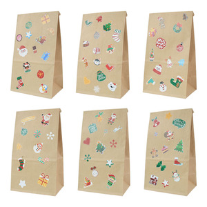 Brown Holiday Paper DIY Gift <strong>Bags</strong> with 120PCS Christmas <strong>Stickers</strong> for Xmas Themed <strong>Party</strong> Favors Supplies Christmas Kraft Treat B - Product Image 5