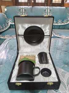 Juego de regalo de 5 piezas de porcelana negra con platillo, caja de regalo, logotipo personalizado, vajilla para acampar, oficina y hogar - Product Image 4