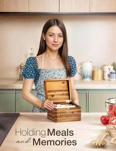 Crafted Acacia <strong>Recipe</strong> <strong>Box</strong> with <strong>Recipe</strong> Cards 4x6 - Wooden <strong>Box</strong> with Dual Slot, 2 Compartment - Product Image 6