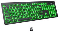 OEM ODM Large Print Backlit Wireless Keyboard 24G Silent Wireless Light Up Keyboard Full Size Computer Keyboard with 7 Colored B