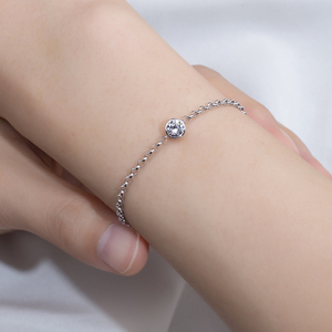 MSN-660 Messi Jewelry ทองคำขาว 18K สร้อยข้อมือเพชรเม็ดเดี่ยวแบบโซลิแทร์ ดีไซน์สายเคเบิลประณีต ฝังเพชรแบบ Bezel-Set ปรับแต่งได้ - Product Image 3