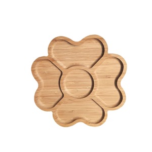 Plateau à fleurs en bambou Zuozhi 20cm 25cm, plateau de service créatif pour thé, collations, fruits, petit-déjeuner, dîner - Product Image 4