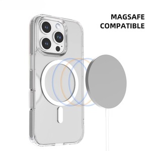 Casing ponsel bening Tpu + pc, pelindung transparan tahan guncangan, magnetik pengisian daya nirkabel, Ultra tipis untuk Iphone 11 12 13 14 15 16 Pro Max