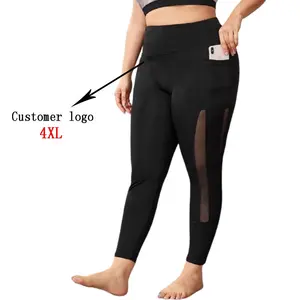 Private Label Breathable Plus Size Mesh High Waisted Workout Gym Leggings Yoga Pants