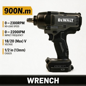 <span class=keywords><strong>Clé</strong></span> à chocs sans fil <span class=keywords><strong>Dewalt</strong></span> DCF99M 18V/20V, moteur sans balais, couple max. 900 Nm, embout <span class=keywords><strong>1</strong></span>/<span class=keywords><strong>2</strong></span> po, 0-2300 tr/min, pour démontage d'écrous de roue et travaux de construction - Product Image 1
