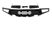 Parachoques Delantero YORGA para F150 F-150 2009-2014, Estilo Raptor de Acero Negro con Luces LED