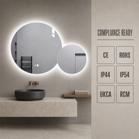 Miroir de salle de bain LED lumineux à deux cercles combinés, avec détection tactile et rétroéclairage, à suspendre au mur, pour la maison, l'hôtel, commandes en gros