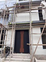 Portes doubles en métal pour l'extérieur, portes d'entrée principales en acier pour villa, designs avec cadre noir