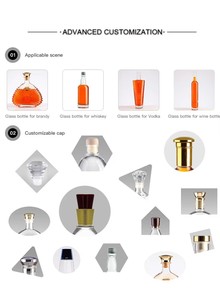 Bouteilles à liqueur en verre givré blanc cristal sur mesure (700ml/750ml/1000ml) - Couleurs et formes personnalisables, bouchon scellé, marque Oymay - Product Image 3