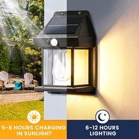 Applique murale solaire au tungstène à capteur de mouvement luminaire de porche extérieur du crépuscule à l'aube 3 Modes lampe murale solaire étanche