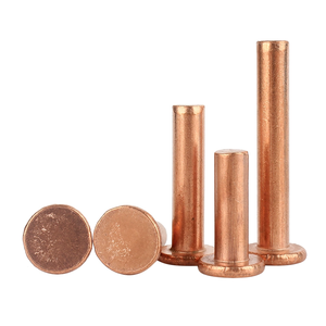 Rivets en cuivre massif GB109 M1.5 M2 M2.5 M3 M4 M5 M6 M8, rivets en laiton massif à tête plate, DIN7338 - Product Image 1